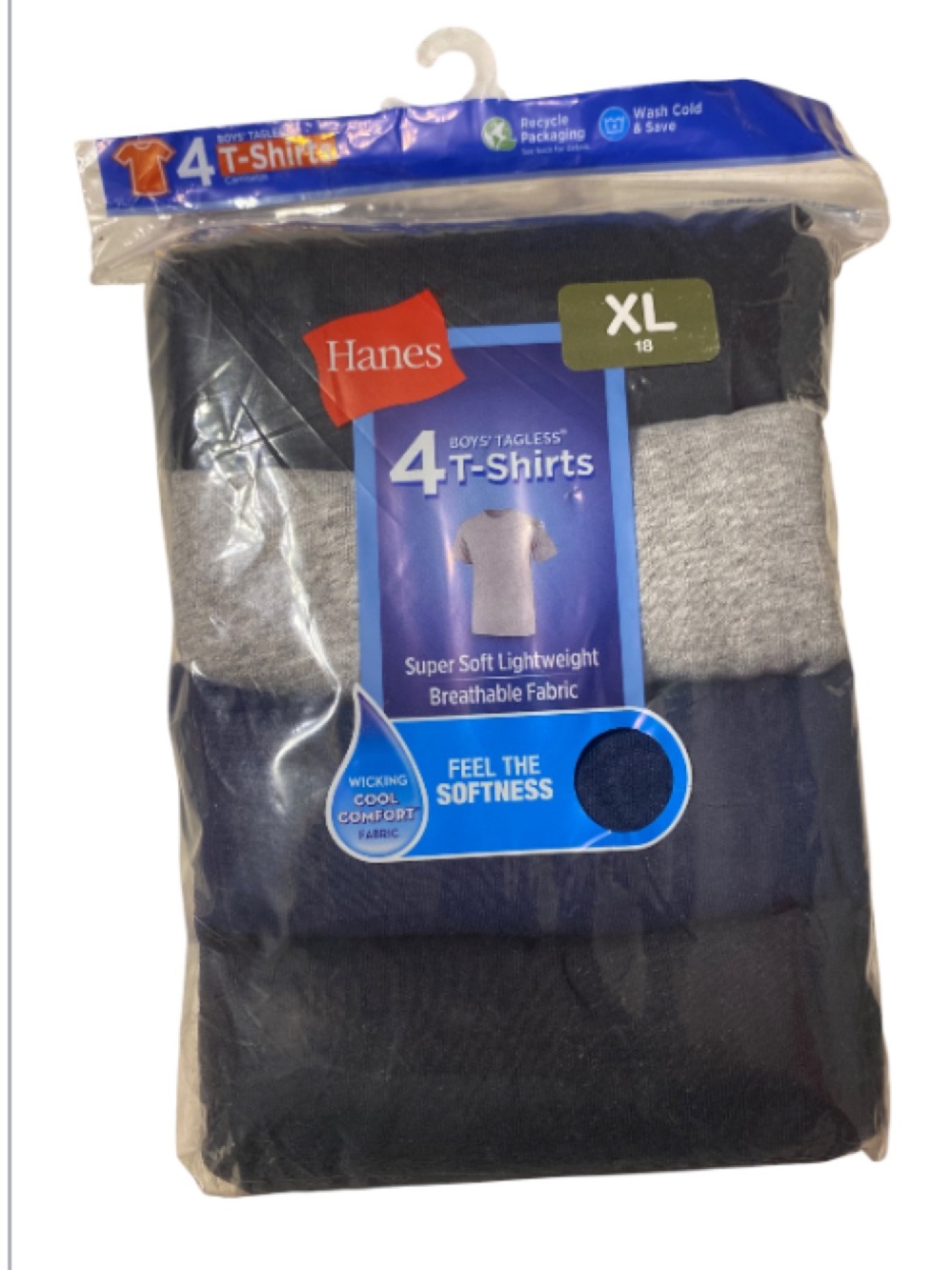 Hanes Kids 4-Pack Tagless T-Shirts NWT Size XL (18)